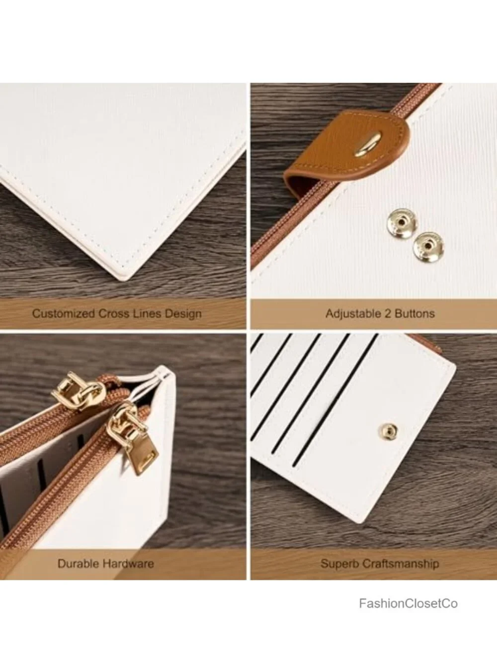 RFID Blocking Bifold Leather Wallet with Zipper and 15 Card Slots